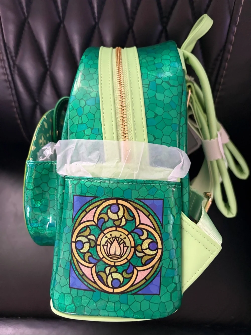 Loungefly Green Tiana Stained Glass Mini Backpack